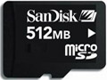 512MB microSD (TFlash) Sandisk Memory Card (with SD Adapter)